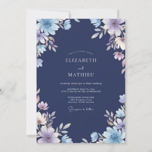Invitation Mariage à l'anémone lilas de minuit