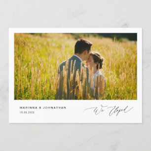 Invitation Mariage à l'anglaise, écriture noire,, Fugue amour