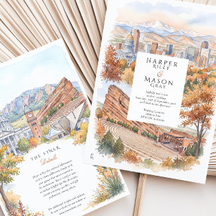 Invitation Mariage à l'aquarelle à Denver Colorado