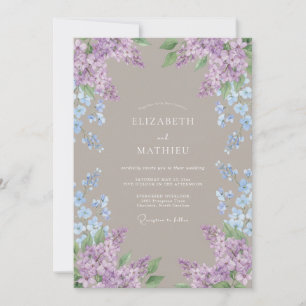 Invitation Mariage à l'aquarelle bleu lavande