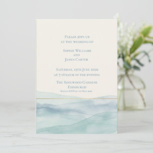 Invitation Mariage à l'aquarelle bleue du Loch des Highlands