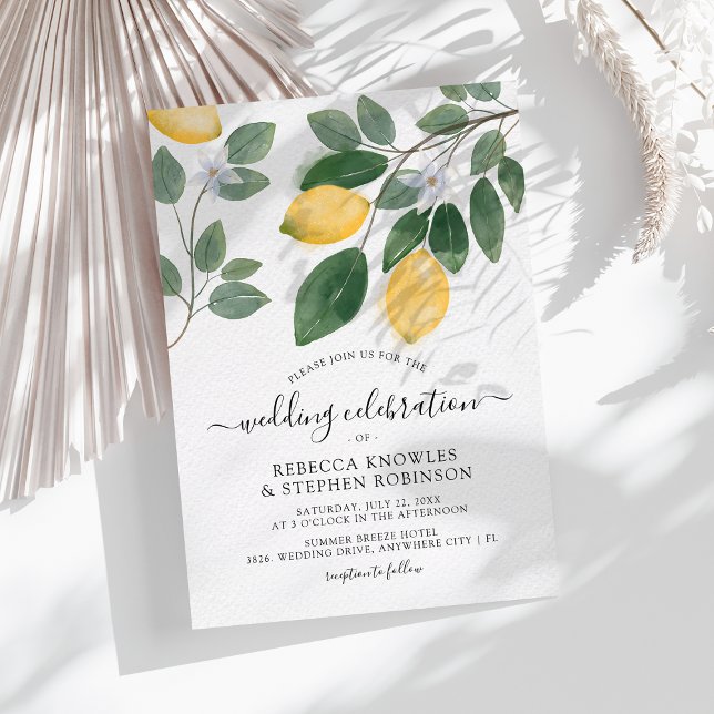 Invitation Mariage à l'aquarelle botanique Lemon & Verdure (Créateur téléchargé)