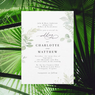 Invitation Mariage à l'aquarelle botanique verdoyante en casc