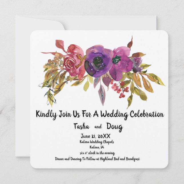 Invitation Mariage à l'aquarelle de disposition florale (Devant)