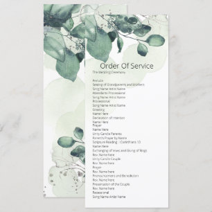Invitation Mariage à l'aquarelle Ordre du service botanique f