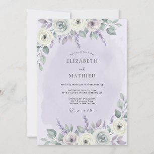 Invitation Mariage à l'aquarelle poétique lavande