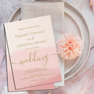 Invitation Mariage à l'aquarelle Rose Gold Calligraphie Scrip