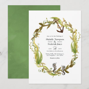 Invitation Mariage à l'aquarelle sur le thème nautique des al