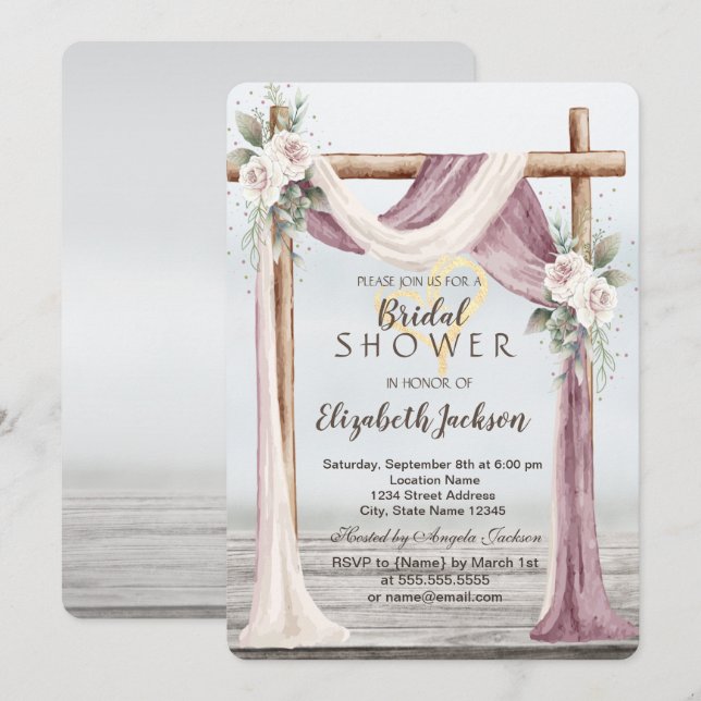 Invitation Mariage à l'arbor de plage (Devant / Derrière)