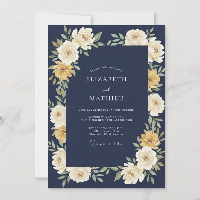 Invitation Mariage à l'Arc Floral de la Marine (Devant)