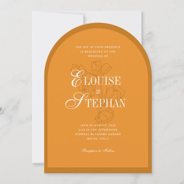 Invitation Mariage à l'arche botanique dessinée à la main cou (Devant)