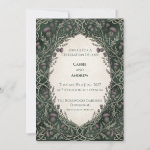 Invitation Mariage à l'arche celtique Chardon vert foncé