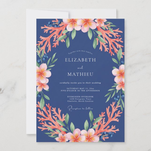 Invitation Mariage à l'Arche de Fleur de Corail de la Marine (Devant)