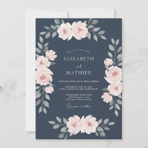 Invitation Mariage à l'arche de Fleur Navy Douce