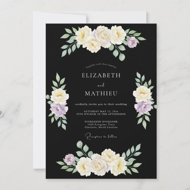 Invitation Mariage à l'Arche de Fleurs de Crème (Devant)