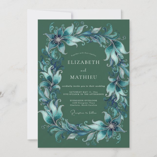 Invitation Mariage à l'Arche Émeraude Verdoyante (Devant)