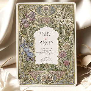 Invitation Mariage à l'arche florale aquarelle pastel