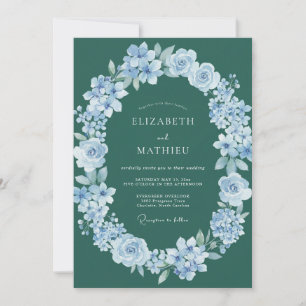 Invitation Mariage à l'arche florale émeraude douce