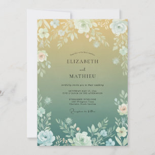 Invitation Mariage à l'arche florale jaune vert