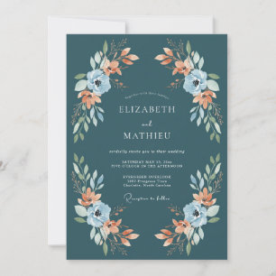 Invitation Mariage à l'arche florale sarcelle