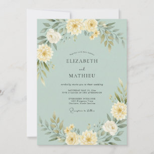 Invitation Mariage à l'arche florale vert menthe