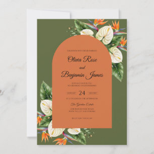 Invitation Mariage à l'argile tropicale olive eucalyptus