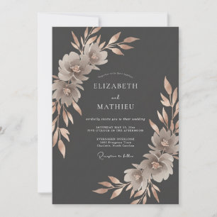 Invitation Mariage à l'arrangement floral gris