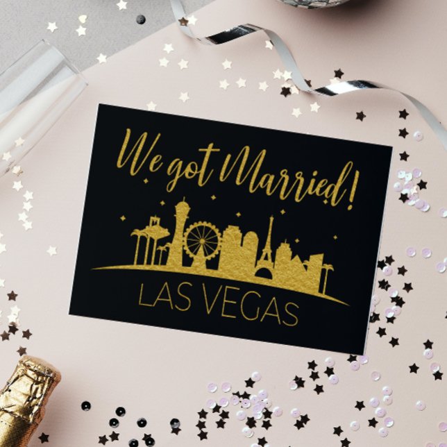 Invitation Mariage à Las Vegas Réception de Fuite Noire et Or (Créateur téléchargé)
