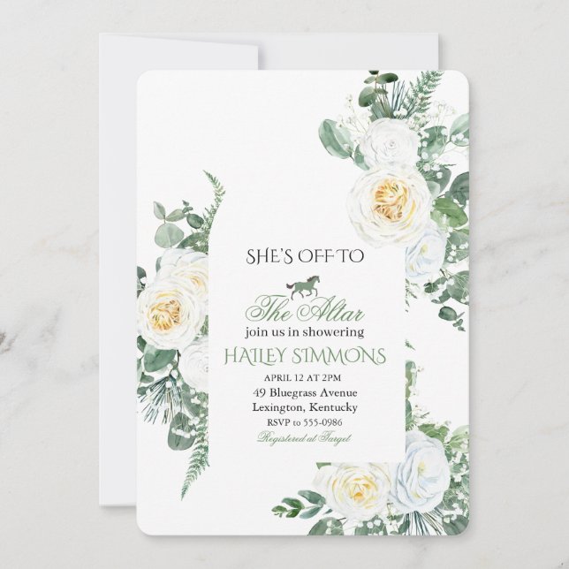 Invitation Mariage à l'autel Course Hippique Shower de Mariée (Devant)