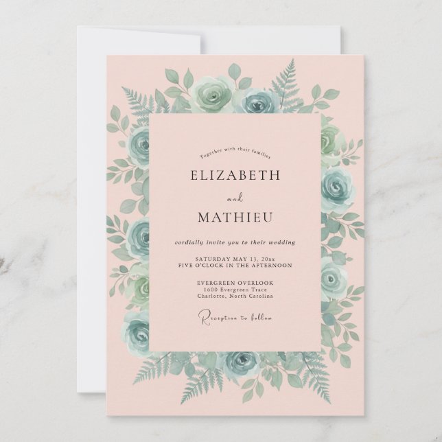 Invitation Mariage à l'eau de pêche poussiéreuse (Devant)