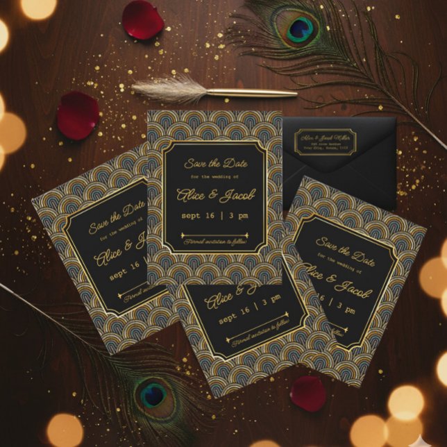 Invitation Mariage à l'économie de style Art déco brodé (Créateur téléchargé)