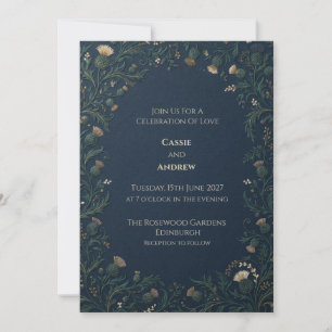 Invitation Mariage à l'Écossaise Or et Marine