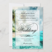 Mariage à l'écriture fantaisie aquarelle de plage