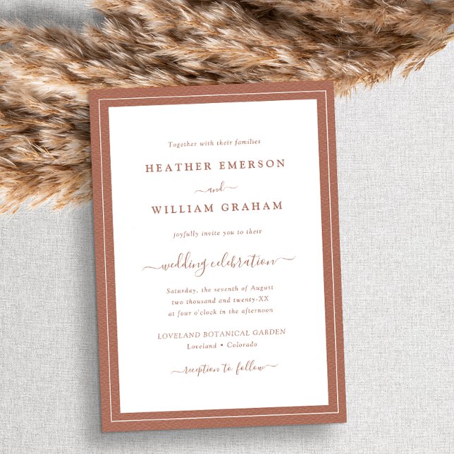 Invitation Mariage à l'écriture Terracotta (Créateur téléchargé)