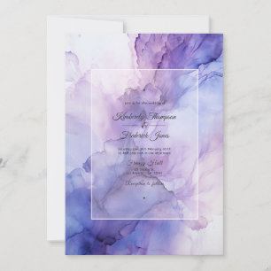 Invitation Mariage à l'encre alcoolique Violet Poussiéreux