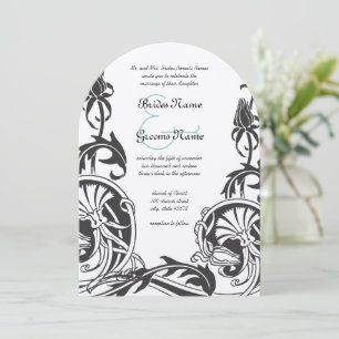 Invitation Mariage à l'esthétique de filigrane Art Déco à mot