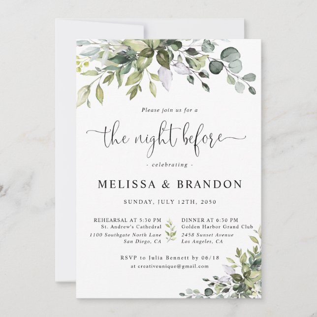 Invitation Mariage à l'eucalyptus la veille  (Devant)