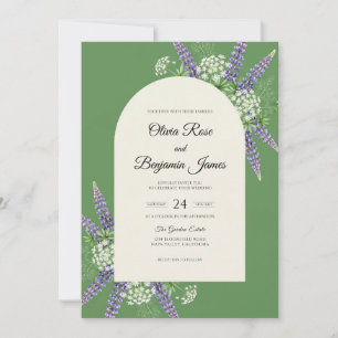 Invitation Mariage à l'eucalyptus lavande olive assourdi