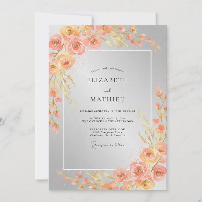 Invitation Mariage à l'eucalyptus terni de renoncule ambre (Devant)
