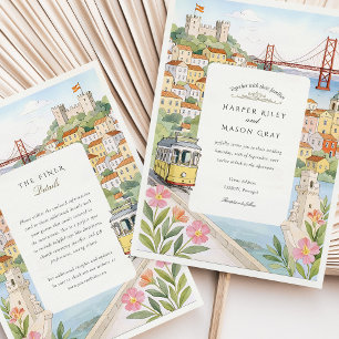 Invitation Mariage à Lisbonne à l'aquarelle