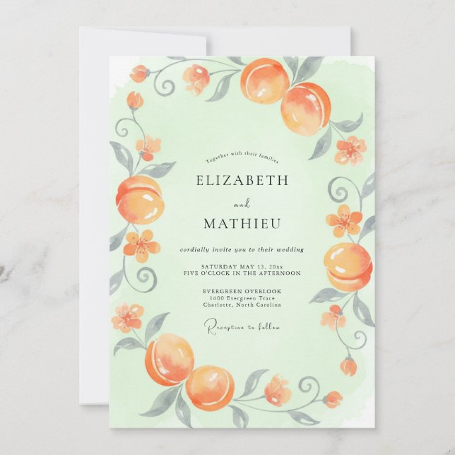 Invitation Mariage à l'Orange Citron Menthe Eucalyptus (Devant)