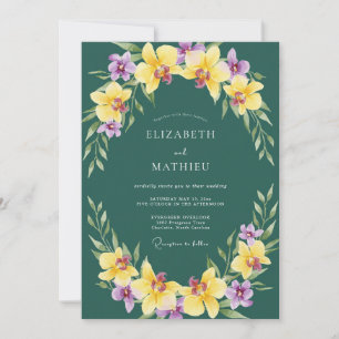 Invitation Mariage à l'orchidée jaune pourpre