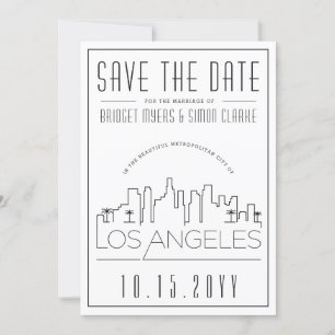 Invitation Mariage à Los Angeles - Silhouette stylisée - Save