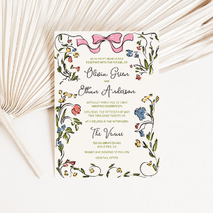 Invitation Mariage à mâchoires à charpente fleurie colorée