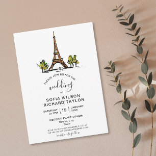 Invitation Mariage à main Destination Paris Tour Eiffel