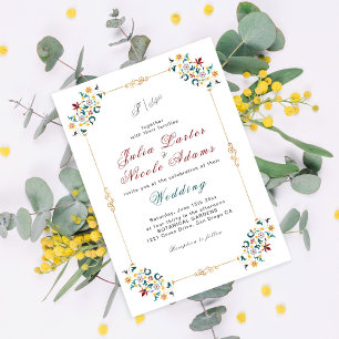 Invitation Mariage à motif classique complexe de géométrie vi