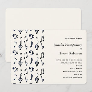 Invitation Mariage à motif de notes de musique mignonnes