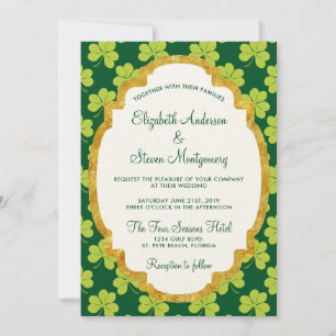 Invitation Mariage à motif de trèfle vert mignon