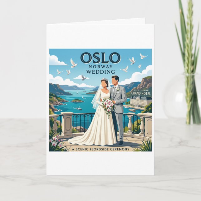 Invitation Mariage à Oslo, Norvège (Devant)