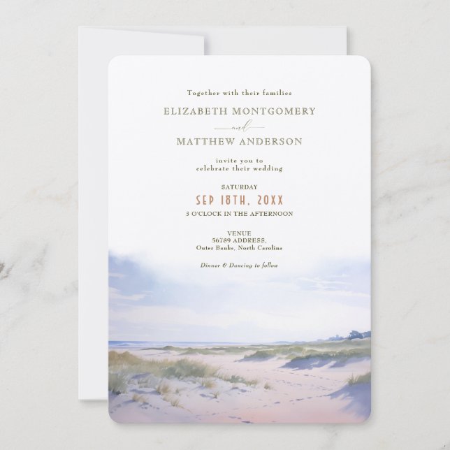 Invitation Mariage à Outer Banks NC (Devant)